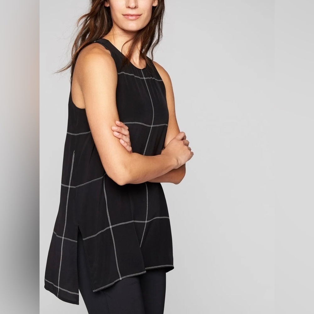 Athleta Windowpane Silk Side Slit Tank
